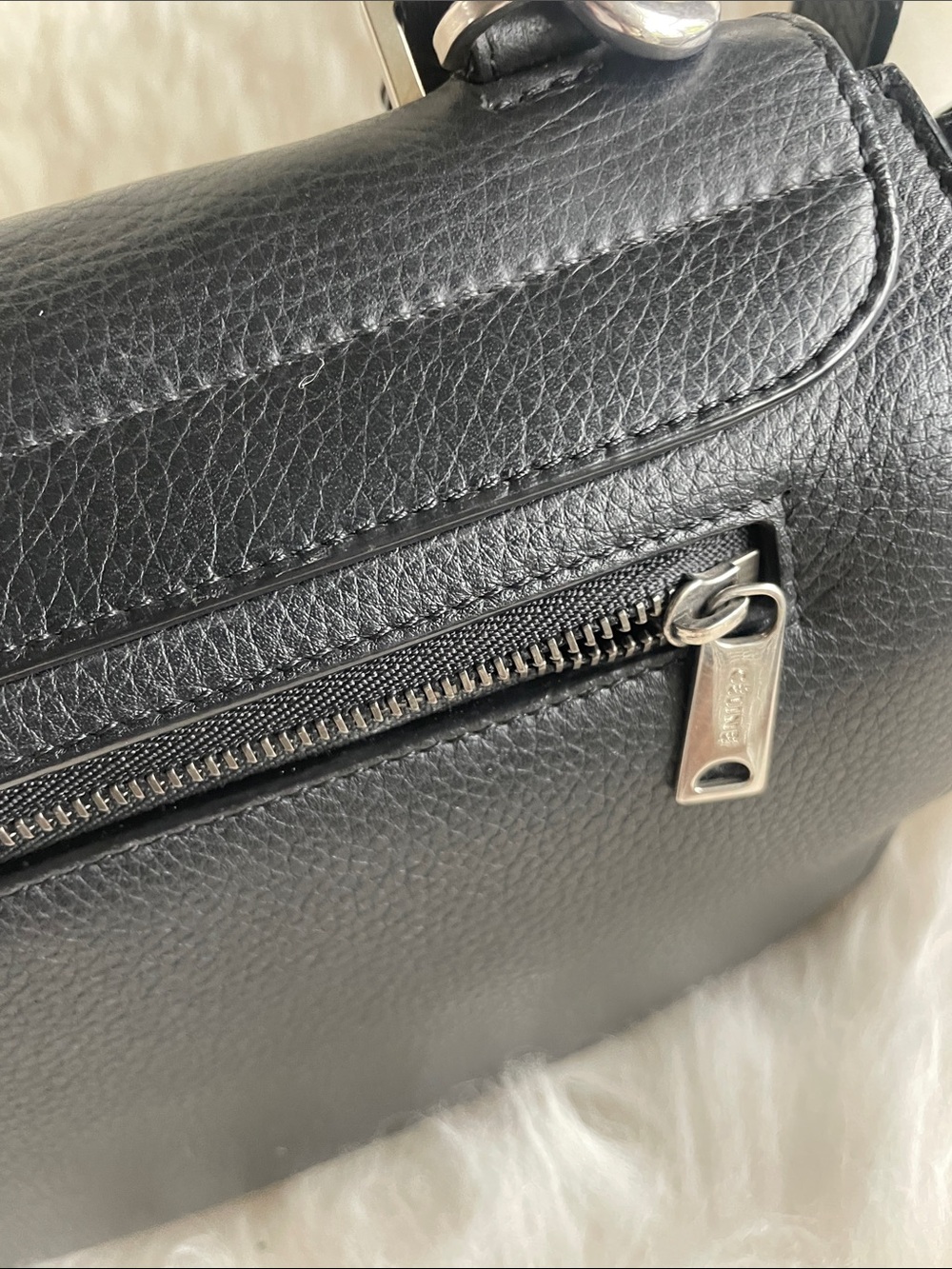 Celine Black Leather Top-Handle Satchel with Silver Hardware - Picture 3 of 11